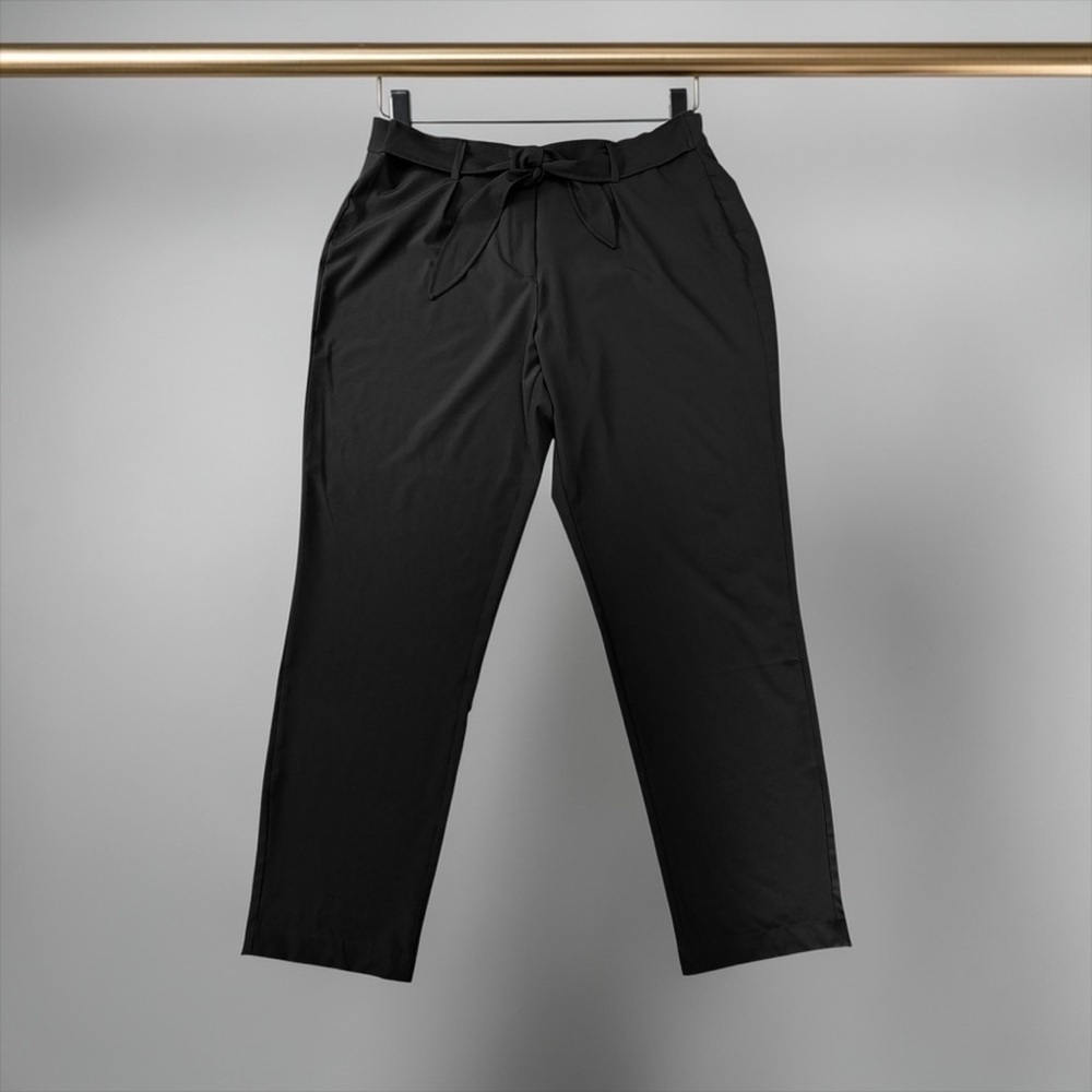Calvin Klein, Lightweight Dress Pants, Tie Waist Business Casual, Black, Large